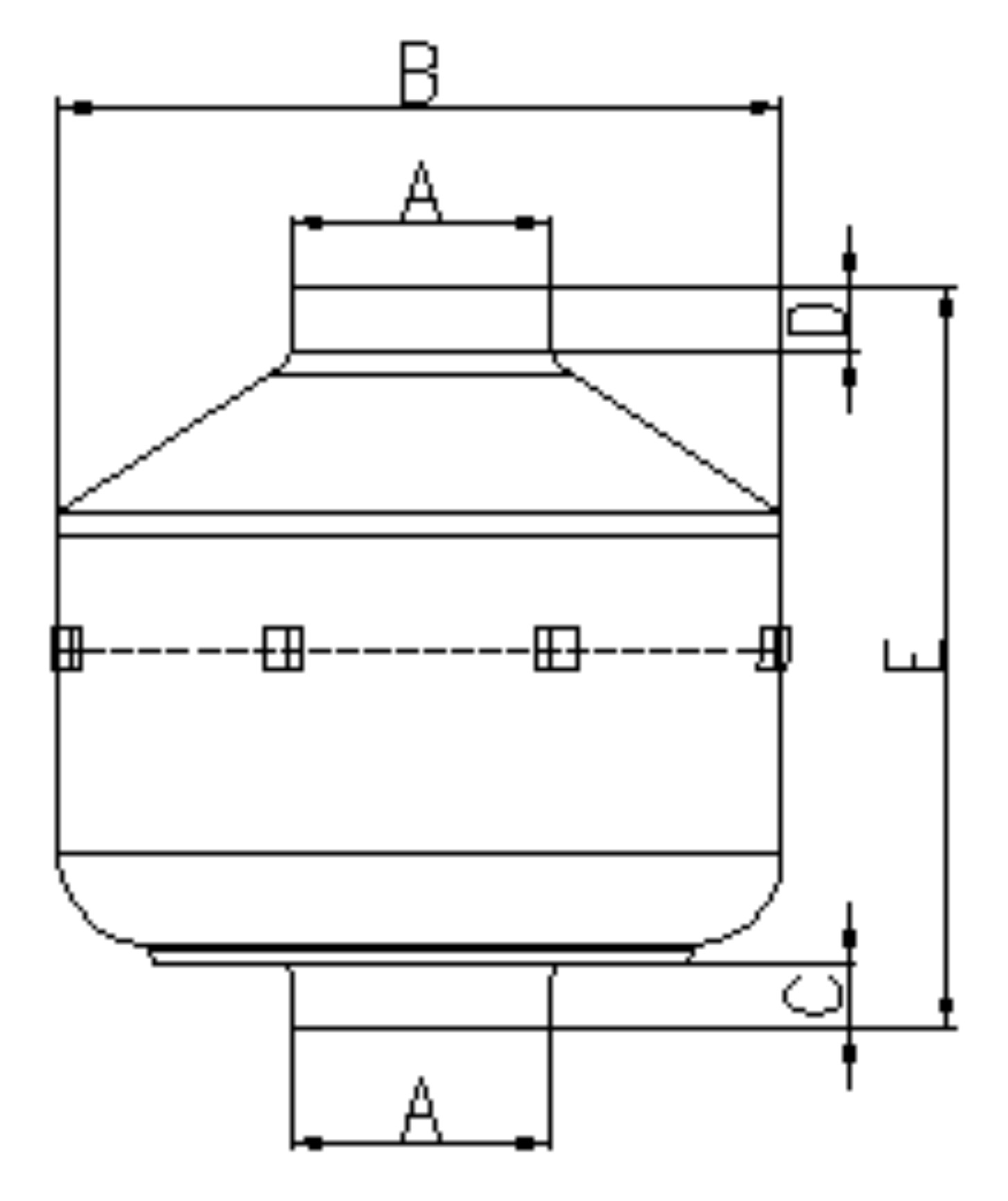 鐵殼後傾式圓形管道麻豆直播免费版外形尺寸圖
