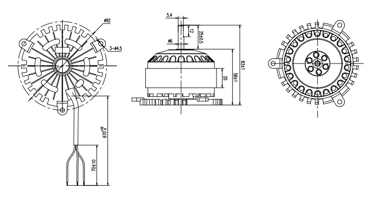 滾筒洗衣機烘幹電機外形尺寸圖