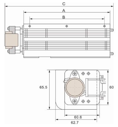 貫流風機LB係列結構尺寸圖