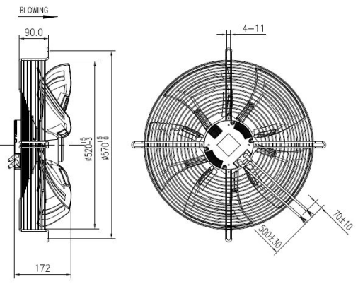 EC軸流風機500mm外形尺寸圖2