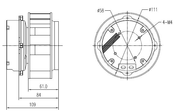 EC無蝸殼麻豆直播免费版250mm外形尺寸圖