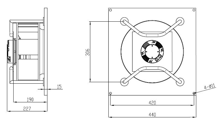 EC無蝸殼麻豆直播免费版310mm外形尺寸圖